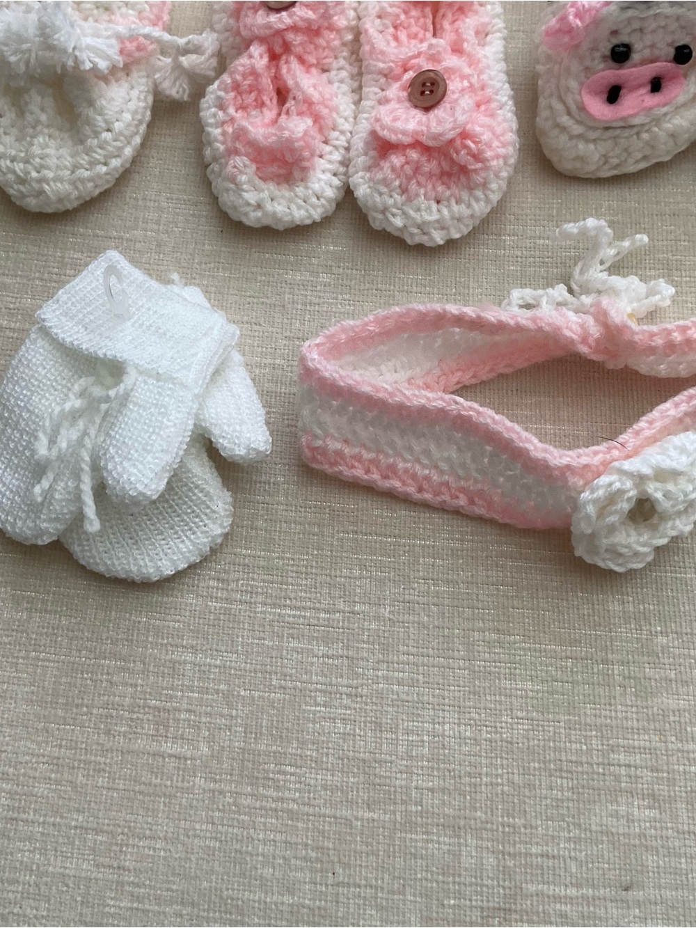 Handmade Pink & White Crochet Baby Booties and Blanket Set - Picture 6 of 6